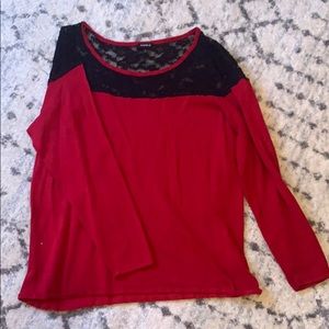 Torrid size 2 red sweater with black lace